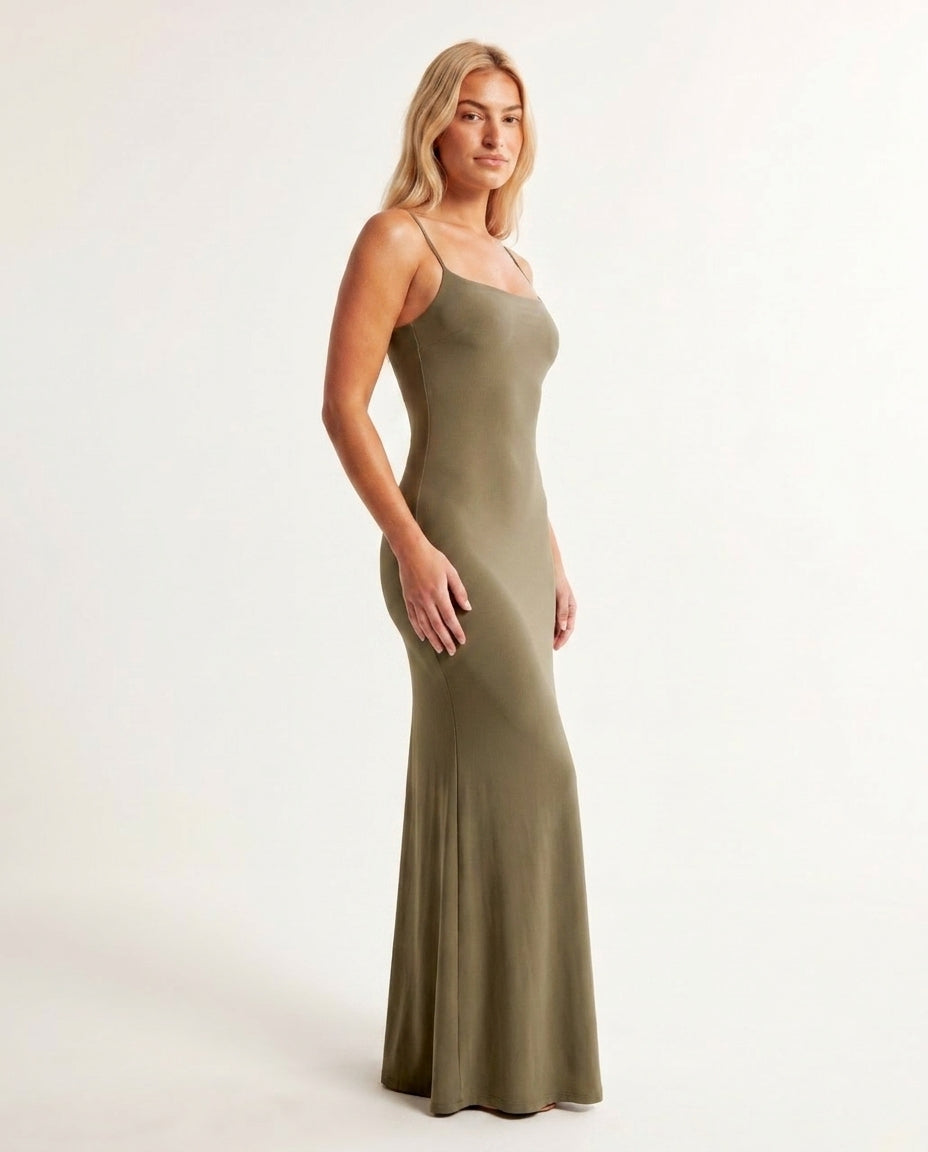 Robe Longue Moulante à Bretelles